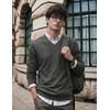 COOFANDY Mens V Neck Dress Sweater Knit Long Sleeve Pullover Sweaters(Dark Gray)