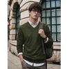 COOFANDY Mens V Neck Dress Sweater Knit Long Sleeve Pullover Sweaters(Deep Army Green)