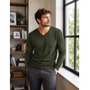 COOFANDY Mens V Neck Dress Sweater Knit Long Sleeve Pullover Sweaters(Deep Army Green)