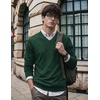 COOFANDY Mens V Neck Dress Sweater Knit Long Sleeve Pullover Sweaters(Green)