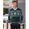 COOFANDY Mens V Neck Dress Sweater Knit Long Sleeve Pullover Sweaters(Green-white)