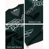 COOFANDY Mens V Neck Dress Sweater Knit Long Sleeve Pullover Sweaters(Green-white)