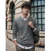 COOFANDY Mens V Neck Dress Sweater Knit Long Sleeve Pullover Sweaters(Grey)