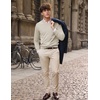 COOFANDY Mens V Neck Dress Sweater Knit Long Sleeve Pullover Sweaters(Khaki)