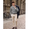 COOFANDY Mens V Neck Dress Sweater Knit Long Sleeve Pullover Sweaters(Light Grey)