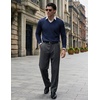 COOFANDY Mens V Neck Dress Sweater Knit Long Sleeve Pullover Sweaters(Navy Blue)