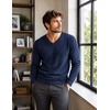 COOFANDY Mens V Neck Dress Sweater Knit Long Sleeve Pullover Sweaters(Navy Blue)