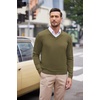 COOFANDY Mens V Neck Dress Sweater Knit Long Sleeve Pullover Sweaters(New Green)