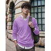 COOFANDY Mens V Neck Dress Sweater Knit Long Sleeve Pullover Sweaters(Purple)