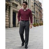 COOFANDY Mens V Neck Dress Sweater Knit Long Sleeve Pullover Sweaters(Purplish Red)