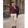 COOFANDY Mens V Neck Dress Sweater Knit Long Sleeve Pullover Sweaters(Purplish Red)