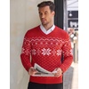 COOFANDY Mens V Neck Dress Sweater Knit Long Sleeve Pullover Sweaters(Red-white)