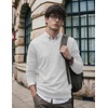 COOFANDY Mens V Neck Dress Sweater Knit Long Sleeve Pullover Sweaters(White)