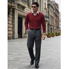 COOFANDY Mens V Neck Dress Sweater Knit Long Sleeve Pullover Sweaters(Wine Red)