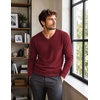 COOFANDY Mens V Neck Dress Sweater Knit Long Sleeve Pullover Sweaters(Wine Red)