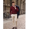 COOFANDY Mens V Neck Dress Sweater Knit Long Sleeve Pullover Sweaters(Wine Red and Black)
