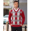 COOFANDY Mens V Neck Dress Sweater Knit Long Sleeve Pullover Sweaters(Wine Red-white)
