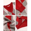 COOFANDY Mens V Neck Dress Sweater Knit Long Sleeve Pullover Sweaters(Wine Red-white)