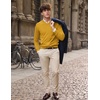 COOFANDY Mens V Neck Dress Sweater Knit Long Sleeve Pullover Sweaters(Yellow)