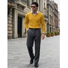 COOFANDY Mens V Neck Dress Sweater Knit Long Sleeve Pullover Sweaters(Yellow)