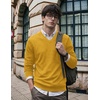COOFANDY Mens V Neck Dress Sweater Knit Long Sleeve Pullover Sweaters(Yellow)