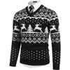 COOFANDY Mens V Neck Dress Sweater Knit Long Sleeve Pullover Sweaters(Black-white)