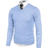 COOFANDY Mens V Neck Dress Sweater Knit Long Sleeve Pullover Sweaters(Blue)