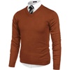 COOFANDY Mens V Neck Dress Sweater Knit Long Sleeve Pullover Sweaters(Dark Brown)