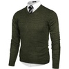 COOFANDY Mens V Neck Dress Sweater Knit Long Sleeve Pullover Sweaters(Deep Army Green)