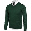 COOFANDY Mens V Neck Dress Sweater Knit Long Sleeve Pullover Sweaters(Green)