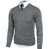 COOFANDY Mens V Neck Dress Sweater Knit Long Sleeve Pullover Sweaters(Grey)