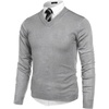 COOFANDY Mens V Neck Dress Sweater Knit Long Sleeve Pullover Sweaters(Light Grey)
