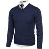 COOFANDY Mens V Neck Dress Sweater Knit Long Sleeve Pullover Sweaters(Navy Blue)