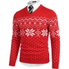 COOFANDY Mens V Neck Dress Sweater Knit Long Sleeve Pullover Sweaters(Red-white)