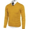COOFANDY Mens V Neck Dress Sweater Knit Long Sleeve Pullover Sweaters(Yellow)