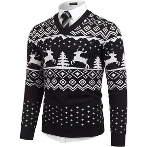 COOFANDY Mens V Neck Dress Sweater Knit Long Sleeve Pullover Sweaters(Black-white)