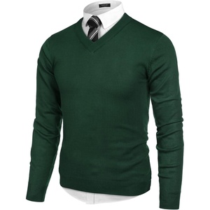 COOFANDY Mens V Neck Dress Sweater Knit Long Sleeve Pullover Sweaters(Green)