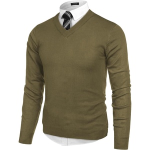 COOFANDY Mens V Neck Dress Sweater Knit Long Sleeve Pullover Sweaters(New Green)