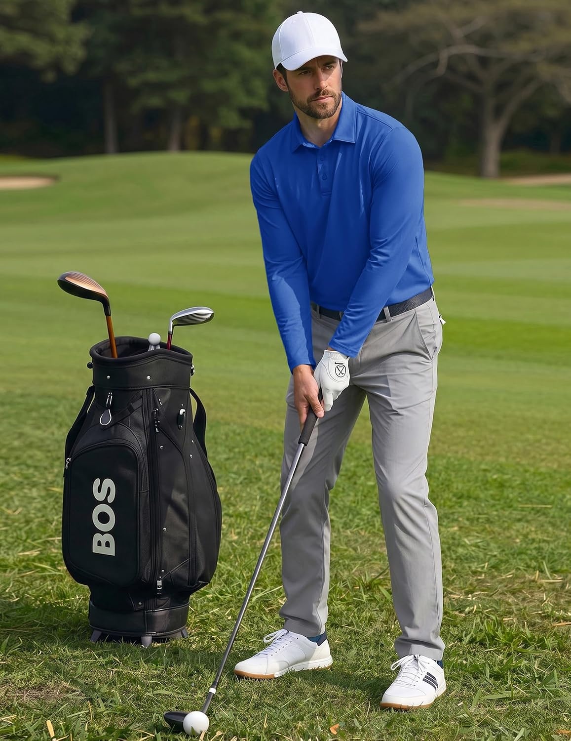 image:imageCOOFANDY Mens Polo Shirts Long Sleeve UPF 50 Moisture Wicking Golf ShirtRoyal Blue