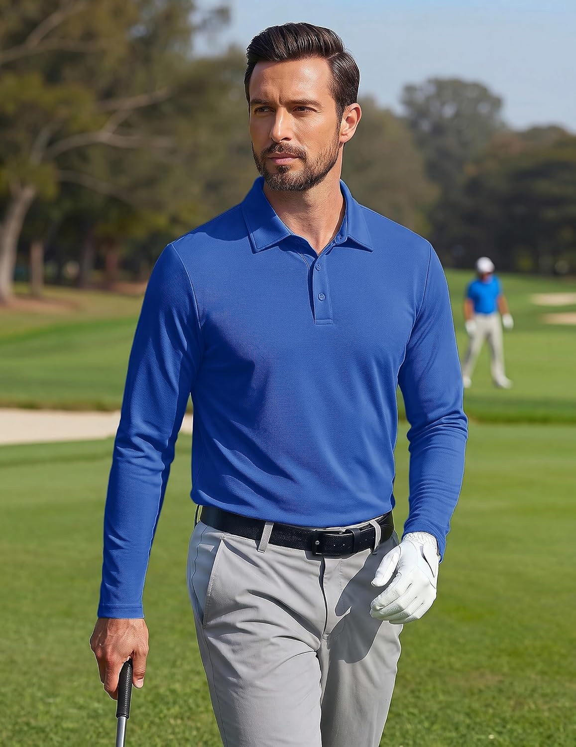 image:imageCOOFANDY Mens Polo Shirts Long Sleeve UPF 50 Moisture Wicking Golf ShirtRoyal Blue