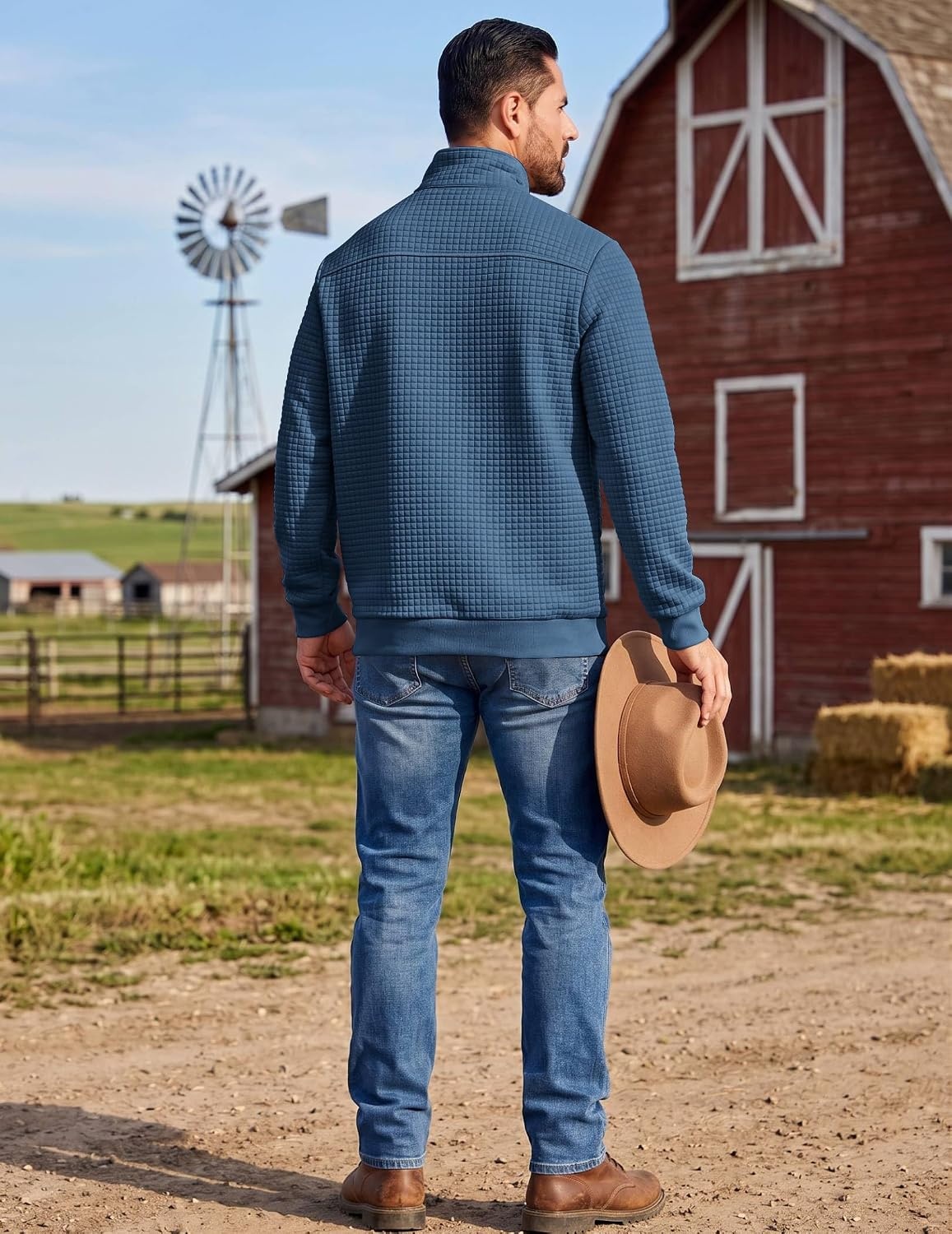 image:imageCOOFANDY Mens Quarter Zip Pullover Sweatshirts 14 Zip Long Sleeve SweaterBlue