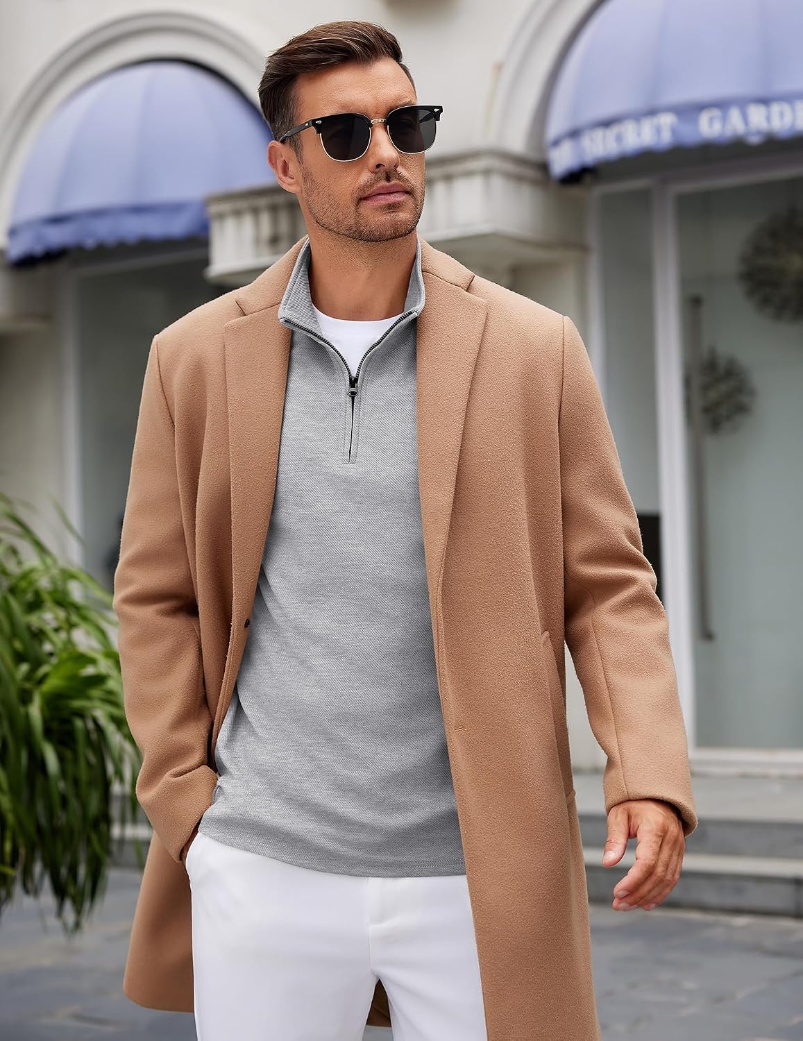 image:imageCOOFANDY Mens Quarter Zip Up Pullover Lightweight Mock Neck SweatshirtLight Grey
