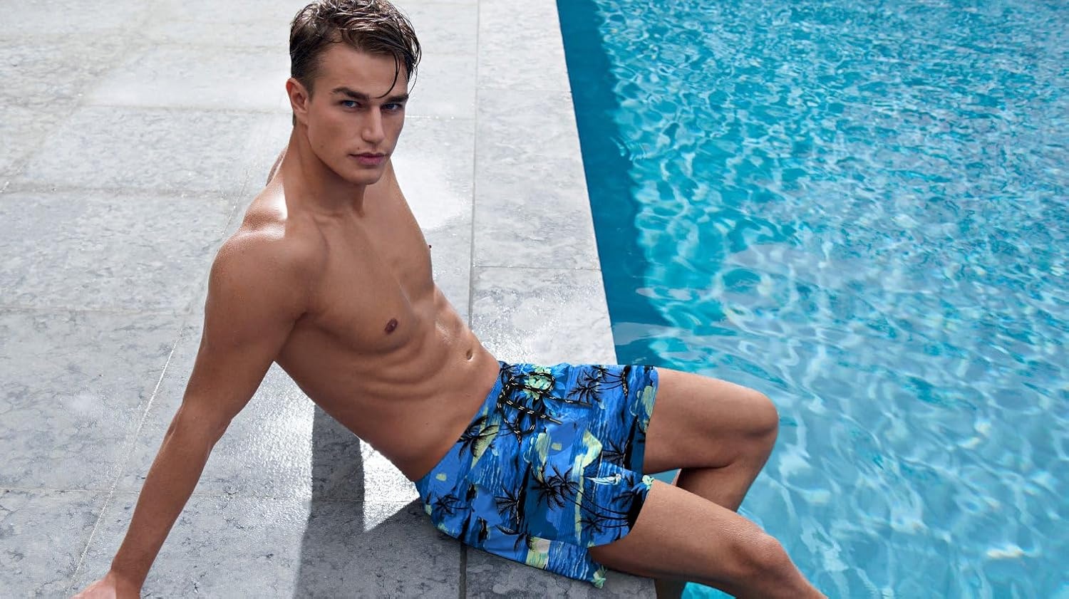 image:imageCOOFANDY Mens Swim Trunks Quick Dry Board Shorts Swimwear Bathing SuitP Palm Tree Blue
