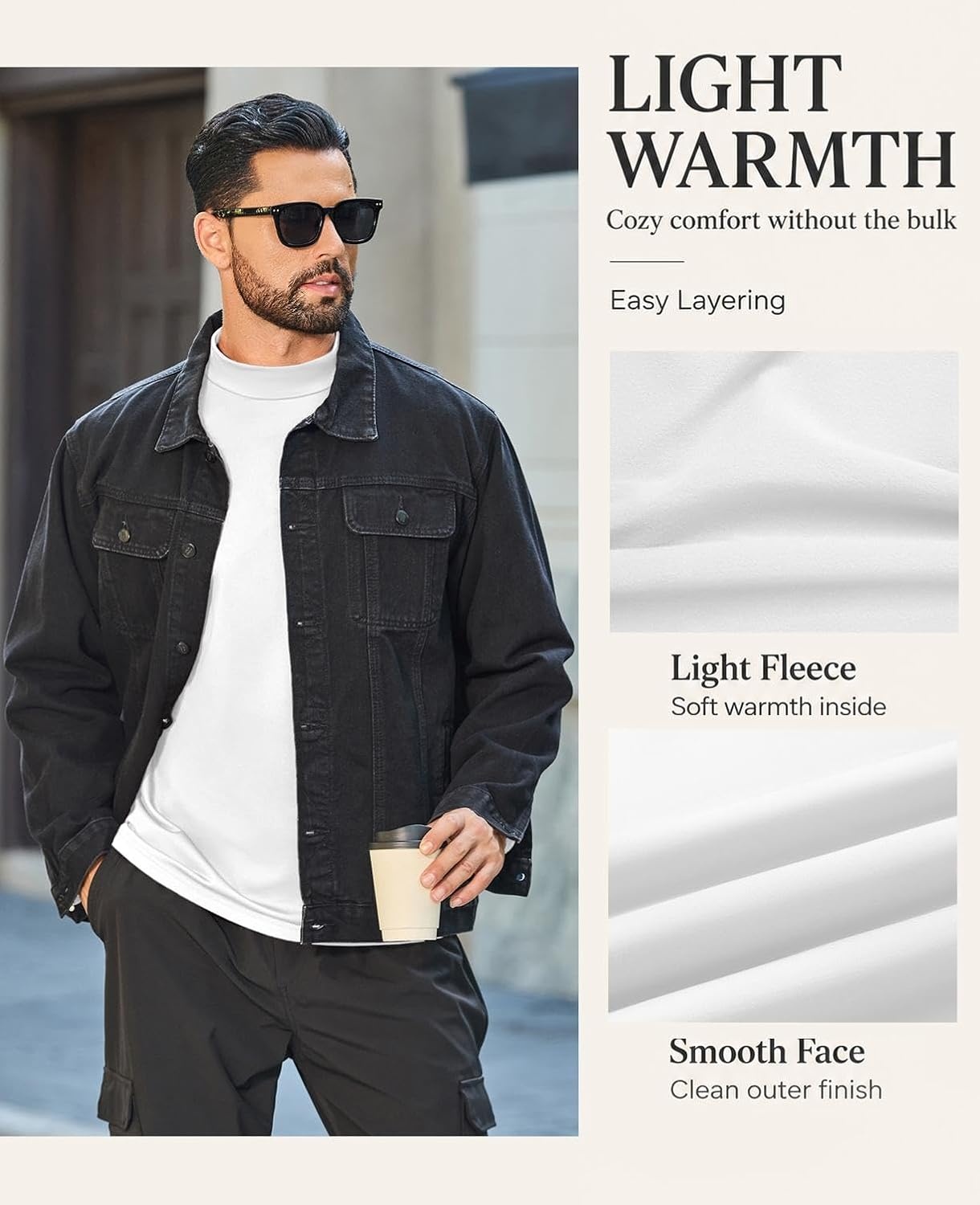 image:imageCOOFANDY Mens Thermal Long Sleeve Shirt Mock Turtleneck Fleece Base Layer02 Bleached
