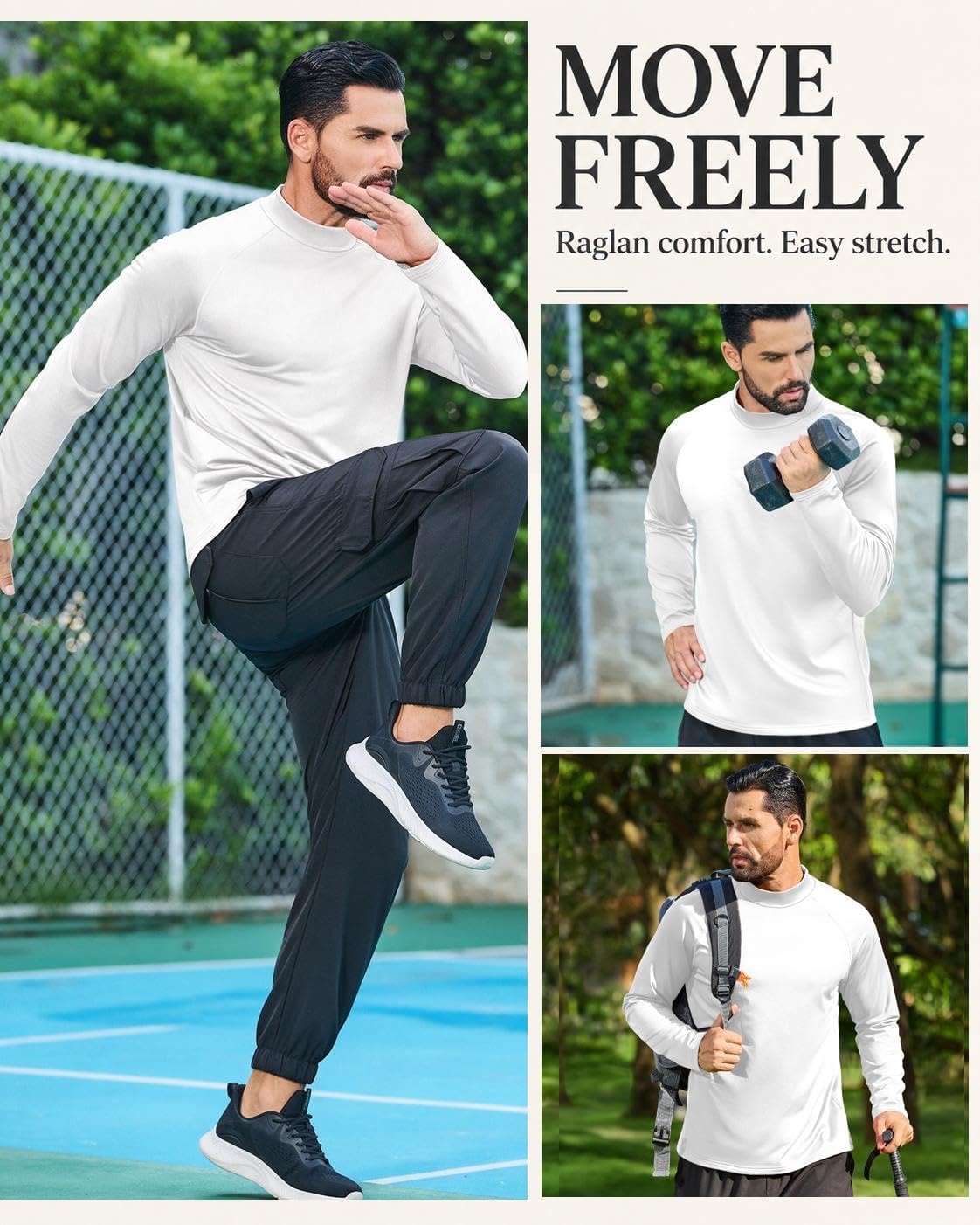image:imageCOOFANDY Mens Thermal Long Sleeve Shirt Mock Turtleneck Fleece Base Layer02 Bleached