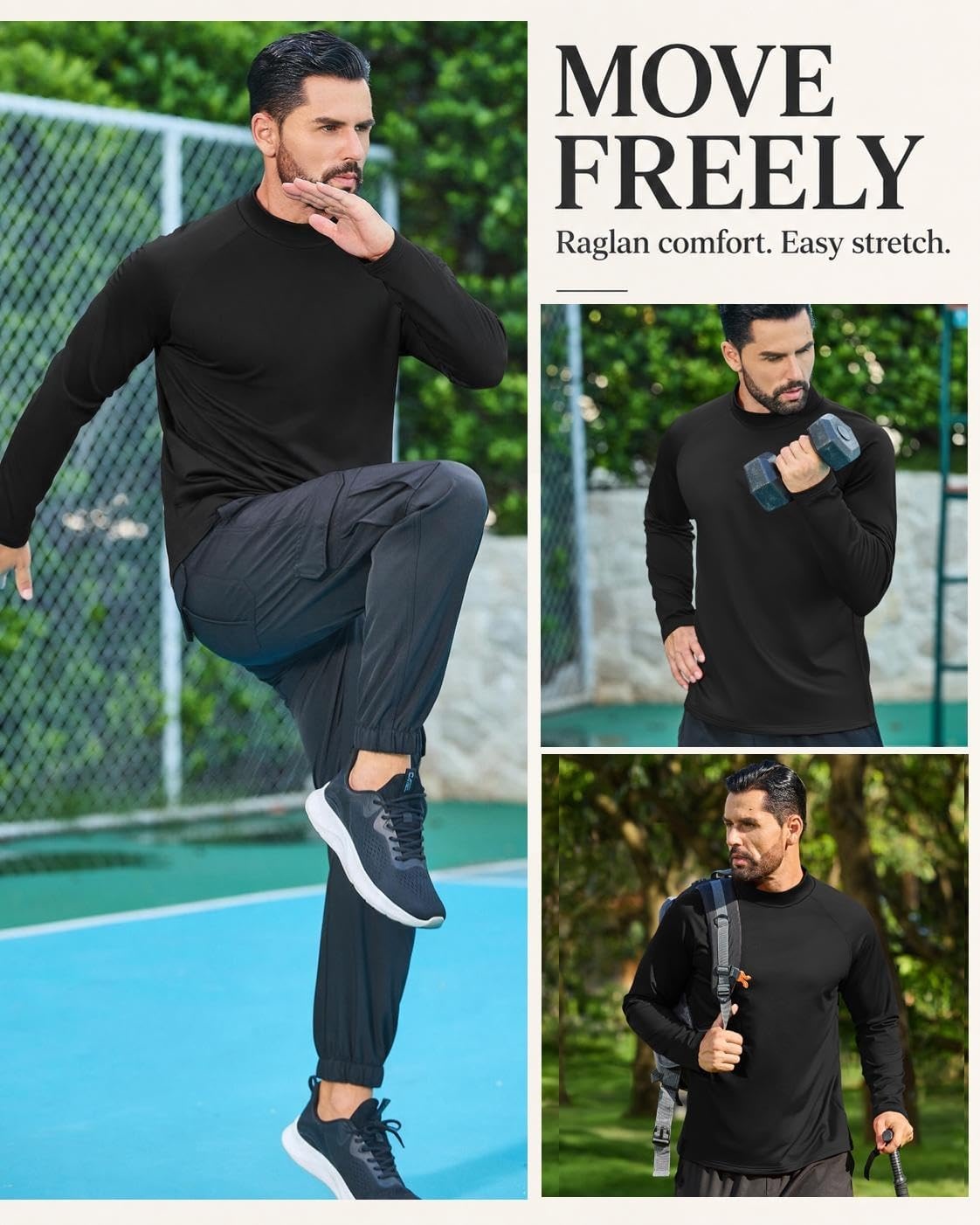 image:imageCOOFANDY Mens Thermal Long Sleeve Shirt Mock Turtleneck Fleece Base LayerBlack