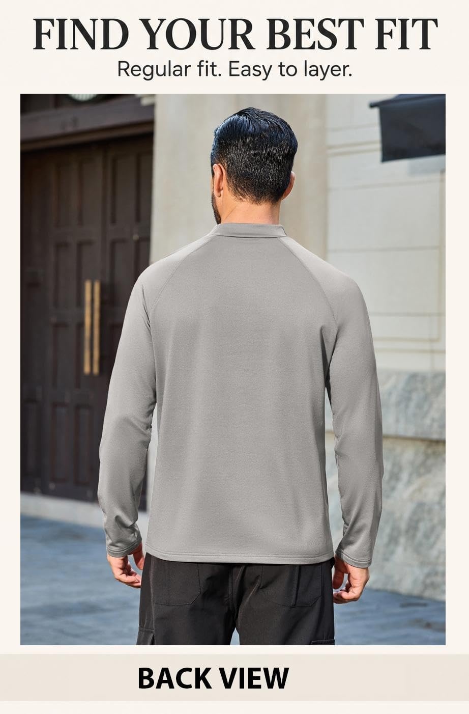 image:imageCOOFANDY Mens Thermal Long Sleeve Shirt Mock Turtleneck Fleece Base LayerLight Gray