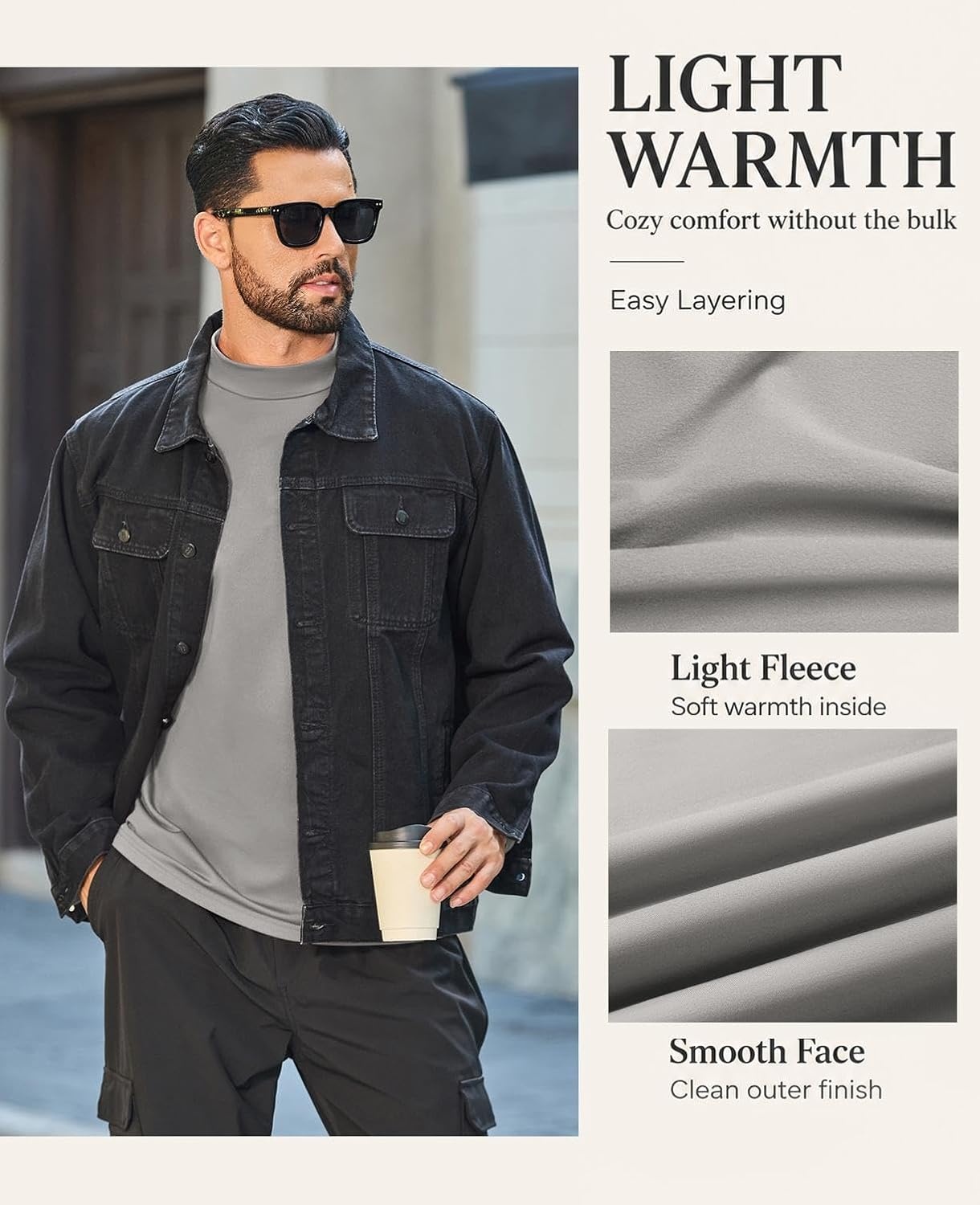 image:imageCOOFANDY Mens Thermal Long Sleeve Shirt Mock Turtleneck Fleece Base LayerLight Gray