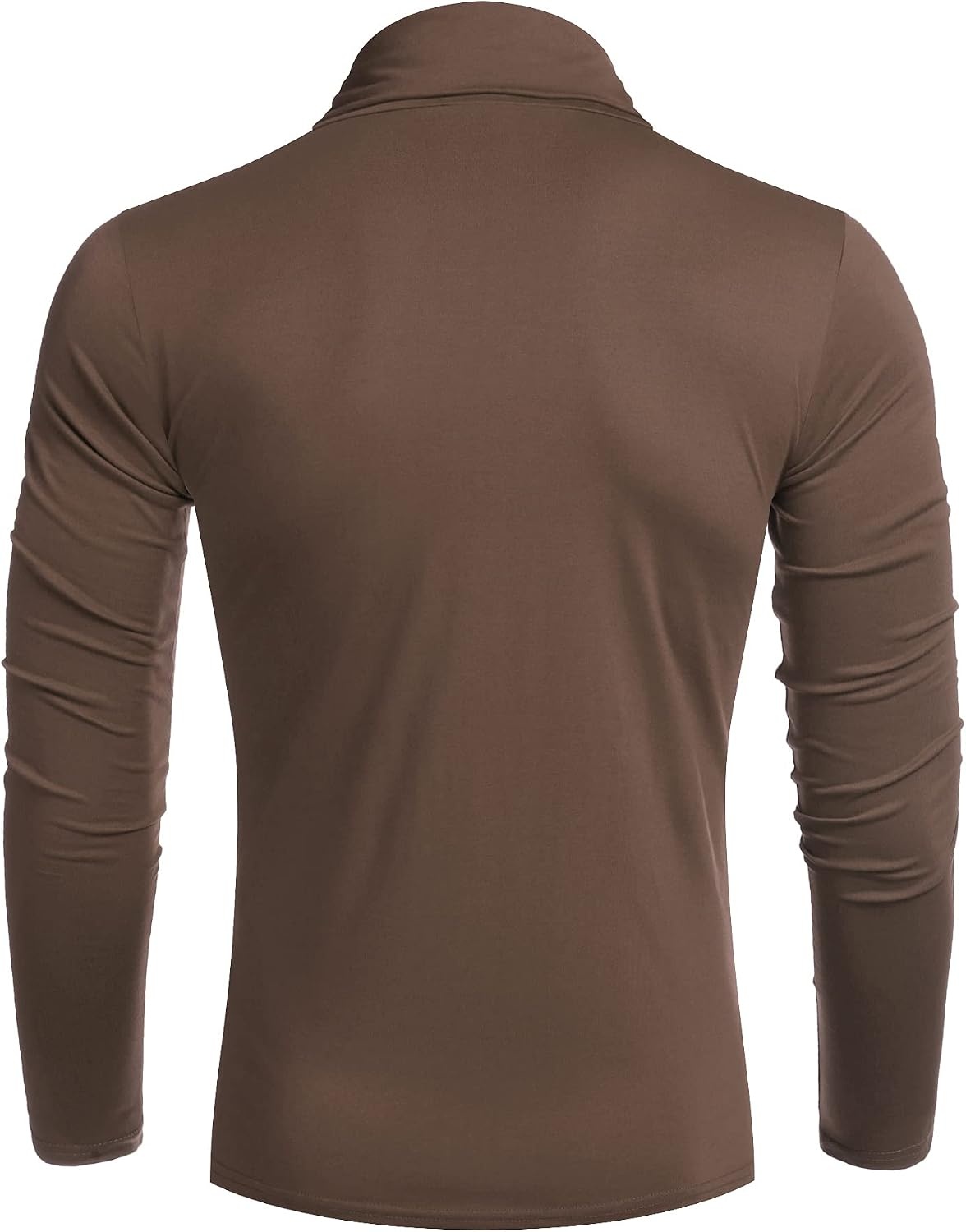 image:imageCOOFANDY Mens Turtleneck Long Sleeve Shirts Slim Fit Thermal UndershirtsBrown