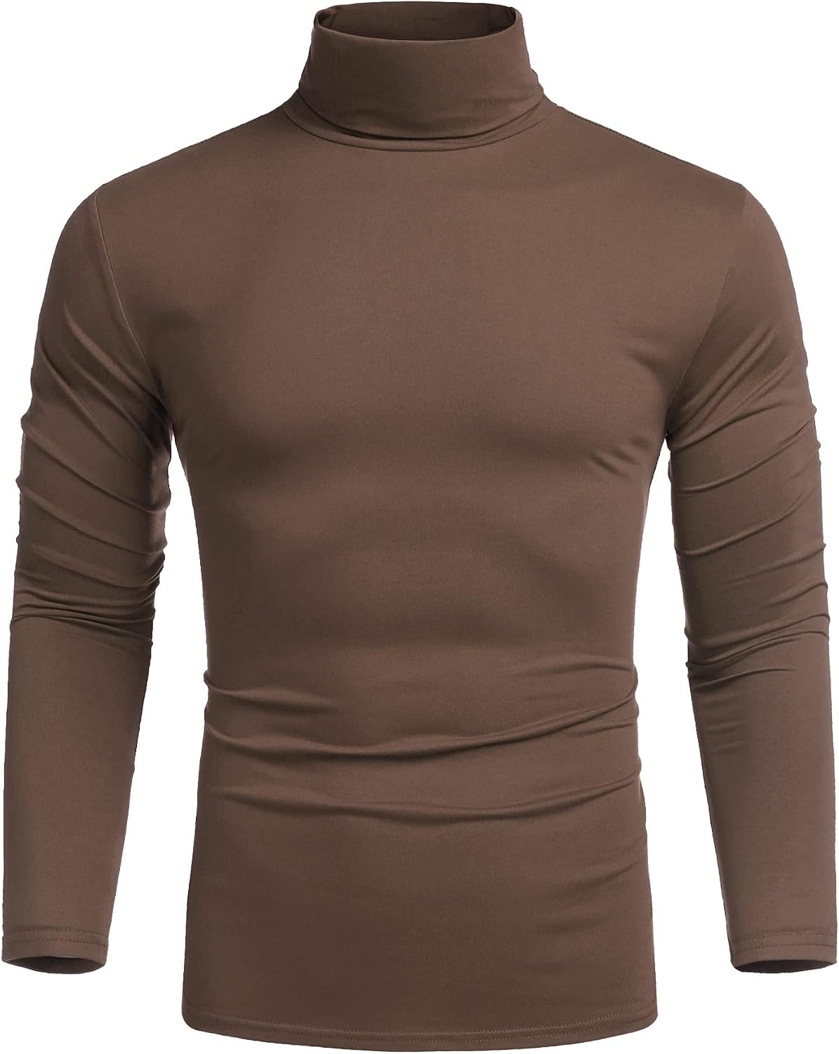 image:imageCOOFANDY Mens Turtleneck Long Sleeve Shirts Slim Fit Thermal UndershirtsBrown
